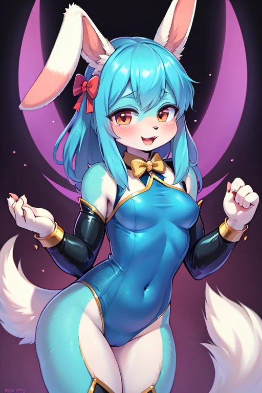Io,blue eyes,braid, wolf ears, wolf tail,very long light purple hair,lips,facial mark,twin braids,nail polish, fang, on all fours, blushing,
IoDre,blue dress ,detached sleeves, bare shoulders, clothing cutout , blue boots,
night time, moonlight, grass, lake,
(insanely detailed, beautiful detailed face, masterpiece, best quality) <lora:Io:0.8>