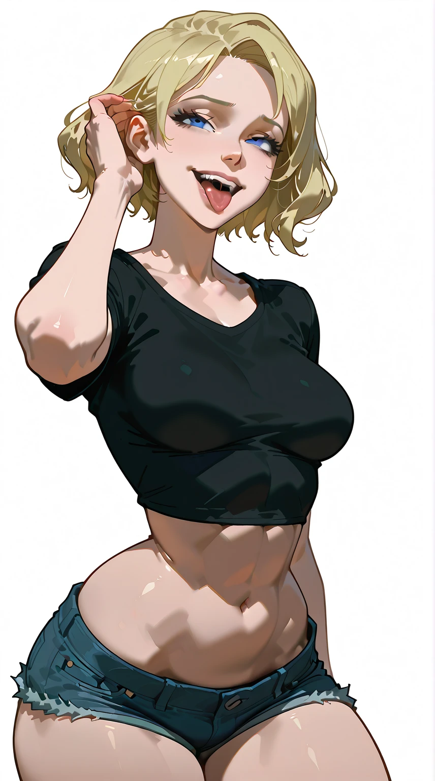 score_9, score_8_up, score_7_up, source_anime, solo, 1girl, seras victoria, hellsing, blush, ahegao face, looking at viewer, arms behind back, blonde hair, hair over one eye, blue eyes, latex mini bikini, ahegao, orgasm, sticking  tongue out, cum, swallowing cum, sexy, humongous breasts, large breasts, boob window 