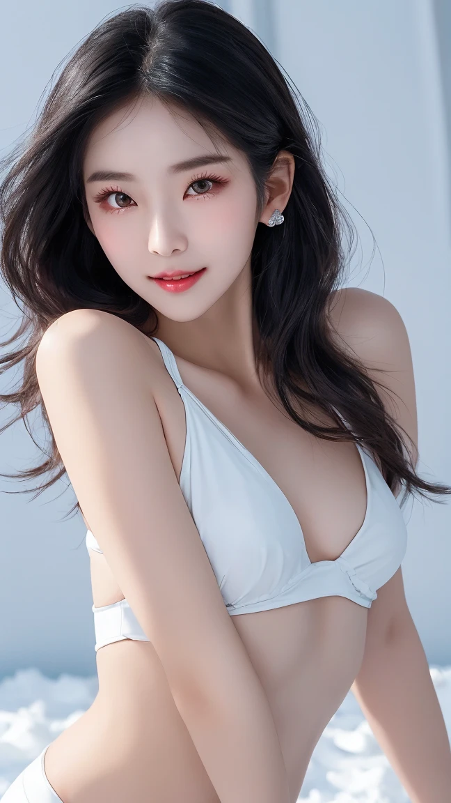 high quality,high resolution,summer 해변,Your face and body are perfect,big bust,sleeping on a sunbed, enjoy sunbathing, tropical tree,smooth, long legs,view from above, Lying down with one person'bow your head,Restful sleep,summer,ocean,sands,black hair,long hair,cute hairstyle,Cute bikini and wrap skirt floral swimsuit(anatomically correct:1.5)
