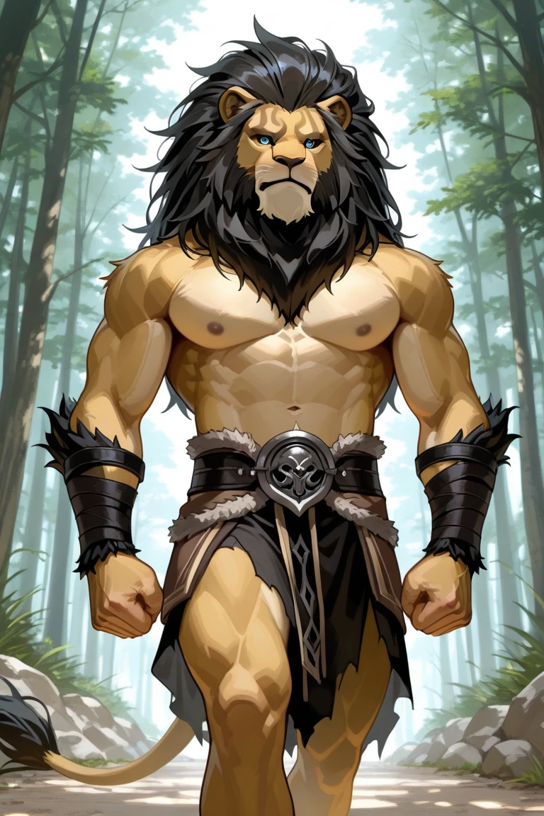 anthro (lion), feline, adult, solo, very muscular, thick neck, ((sturdy shorts)), flexing, ((posing)), epic, ((biceps flexing)), topless, tail, (brown fur, black mane, detailed fur:1.3), (ragged fur:1.1), bodybuilder, fighter, contest, scene, veiny muscles, detailed background, venue background, photorealistic, hyperrealistic, ultradetailed, (masterpiece:1.2), bulge, correct fists, uncensored, (((by grimfaust))), genital outline, dark snout, green eyes