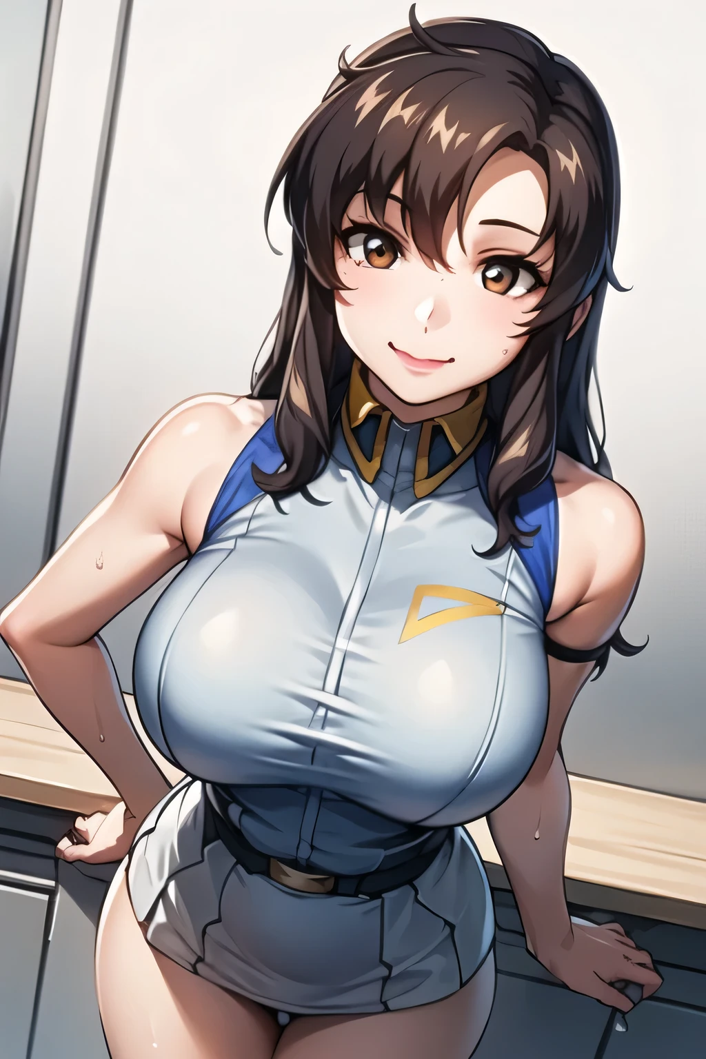 An anime-style artwork depicting ruan mei from the game Honkai star rail.
Tags: ruan mei, anime, detailed eyes, detailed lips, crop top, turtleneck, pencil skirt, smiling expression, intense gaze, glowing emblem on hand, dynamic pose, mystical background, vibrant colors, digital art, high-resolution, professional quality, gigantic breasts, (underboob : 1.4), curvy, cowboy shot, (gigantic breasts: 1.4), green eyes, (light brown hair)