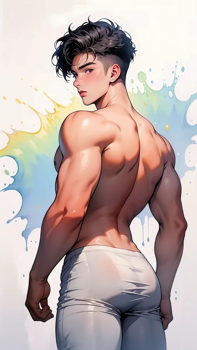 big butt, (show off his big butt) , wear bikini, male