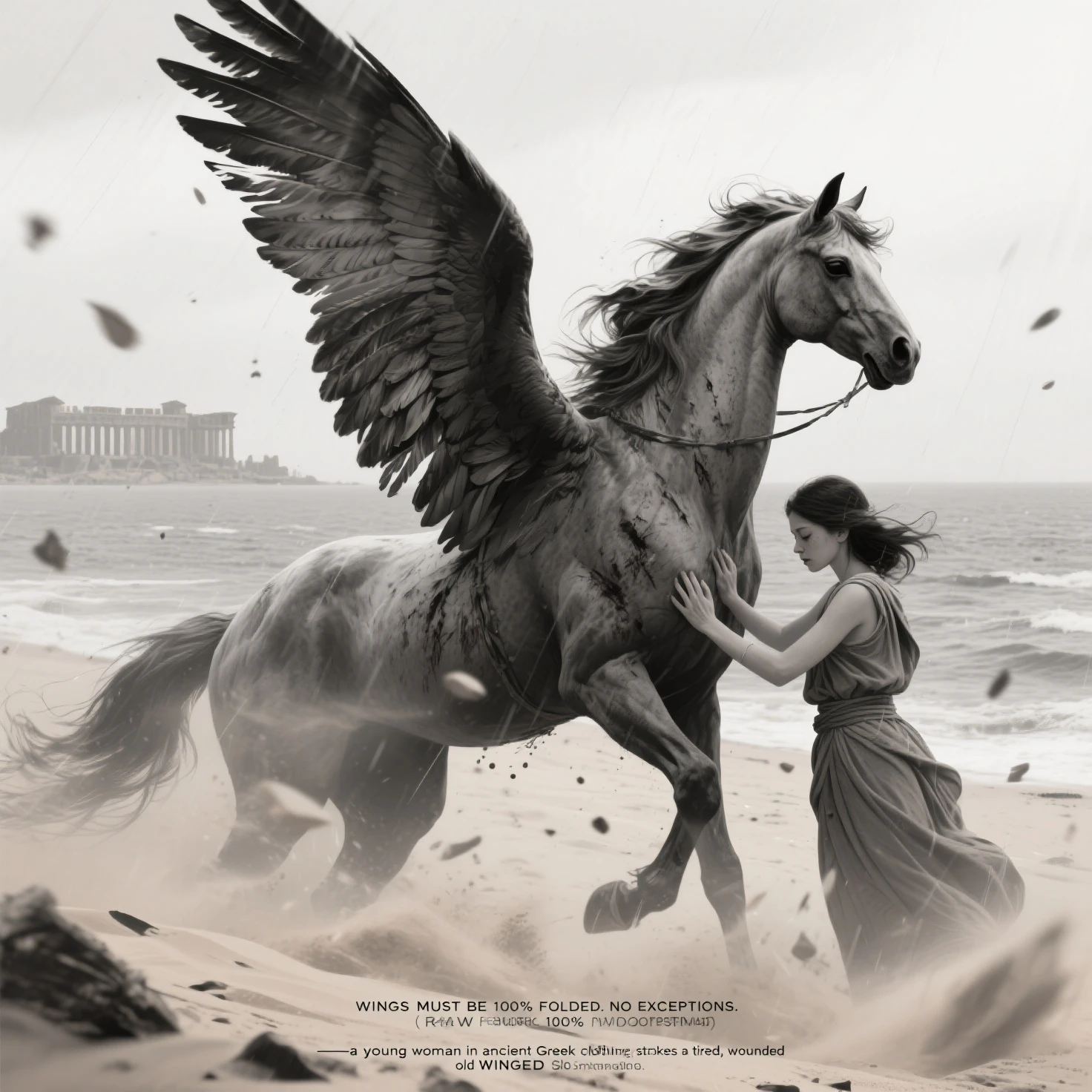 High quality masterpiece, breathtaking landscape, a jaw-dropping scene on the edge of a majestic cliff. The sky is adorned with the graceful presence of a magnificent golden dragon, gracefully soaring and circling above. On the ground, an intense battle unfolds between a fierce black bear and a noble white bear. The black bear, showing its sheer strength, wields a powerful gatling gun, unleashing a storm of bullets. In contrast, the white bear, displaying its agility, grasps a shimmering golden hoop, skillfully evading the incoming onslaught. However, the black bear has suffered a grievous injury to its left arm, evident in its determined yet pained expression. The entire composition is a testament to the artist's incredible attention to
