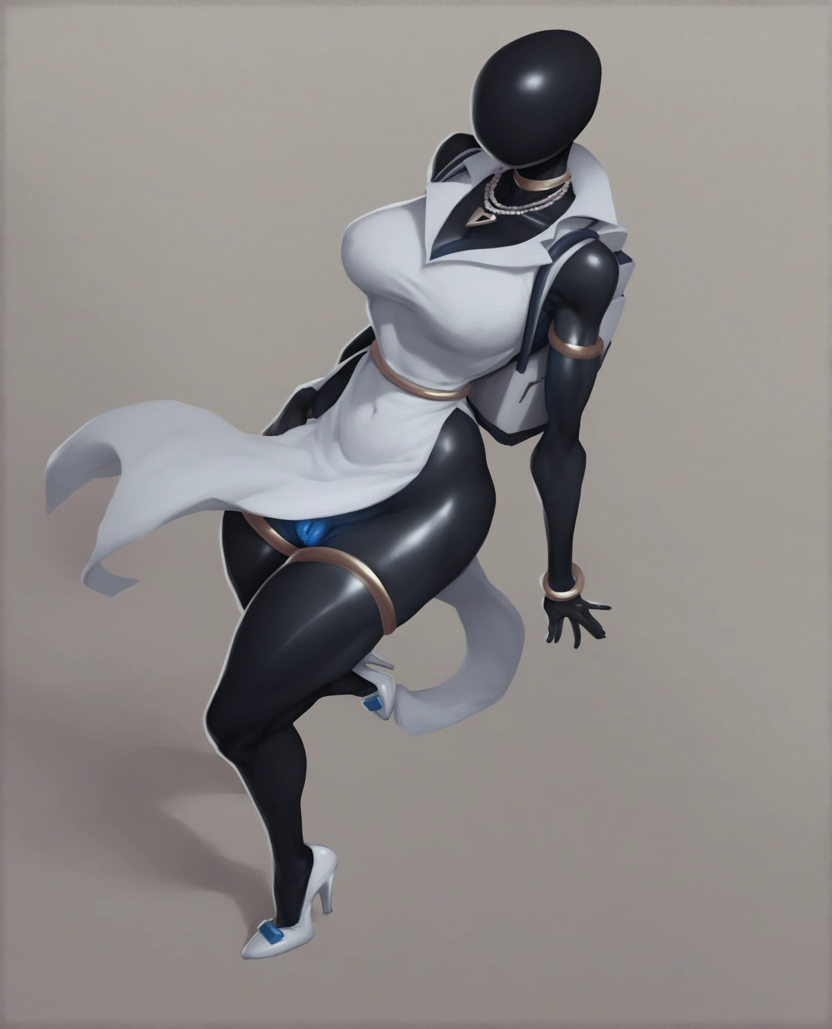 score_9, score_8_up, score_7_up, score_6_up, source_oil_painting, futanari, solo, black background, steam floating, space, doll joints, android, queen, saggy_breasts, golden black nails, black dress, faceless