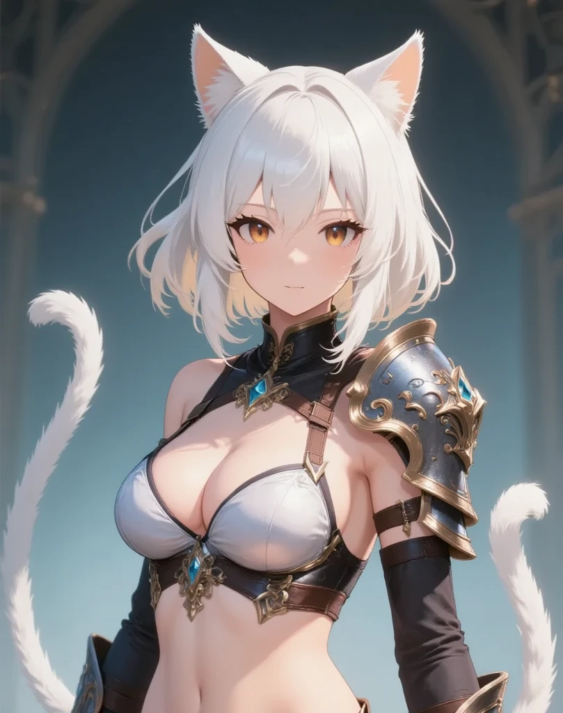 (((Solo Exhibitions)), White and gold outfit, Lots of decorated costumes, (whole body) Capture the most beautiful works of art in detail, Intricate details, High detail, Ultra Realistic, Hidden Armor, figure, Realistic Anthropomorphic Art, (Anthropomorphic Art!!!, (((Female Human Arctic Fox Priest)), forest, very, very beautiful human art, Realistic, 8k, No human hair, No repetition, No repeated endings, No clones, The head is not large,Short Hair,