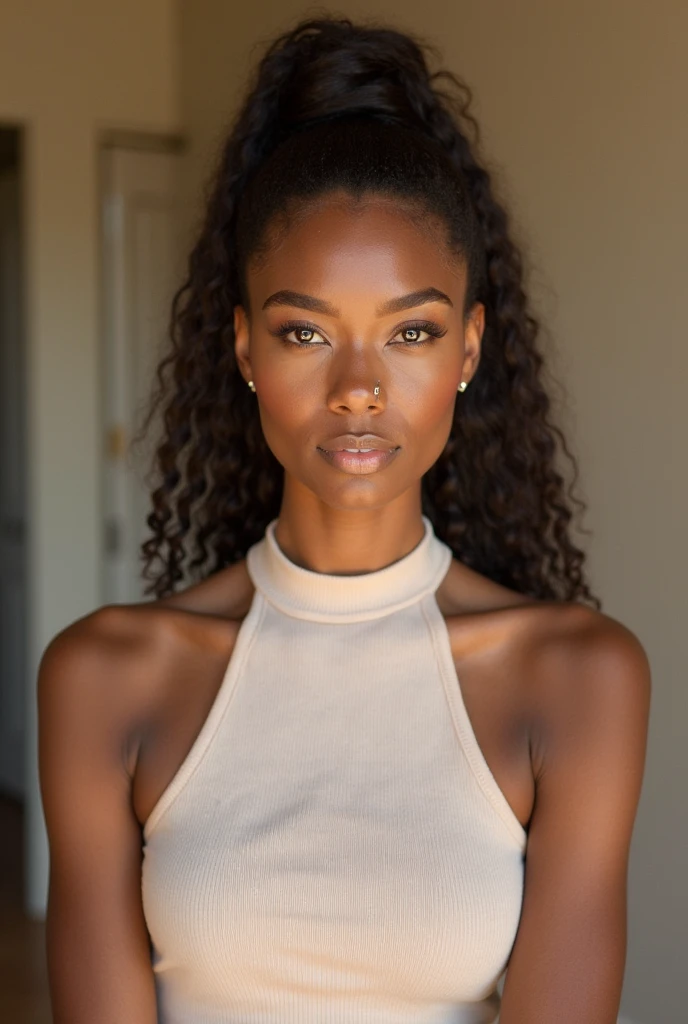((Dark African skin, Very deep ebony skin)), ((Its beauty is undeniable)), ((Excited cute face)), ((Hyper detailed perfect eyes,)), ((Pose mignonne)), ((Langue sortie)), (( )), , (( Tight mesh shirt, shorts courts )), ((African long curly hair afro ponytail,)), (( peau)), ((debout, Vue de face)), ((toucher ses propres jambes dans une pose )), ((dehors, Ville publique)), Sharp Focus CGI, photoreallistic, High detail, Realstic, Masterpiece, absurdes, Best quality, Hdr, High quality, high-definition, Extremely detailed, 8k wallpaper, Intricate details, 8K UHD, Full-HD, (photo realist:1.2), contraste, intense illumination, lighting cinematic, natural lighting, hard light, contre-jour, Illumination globale, occlusion ambiante