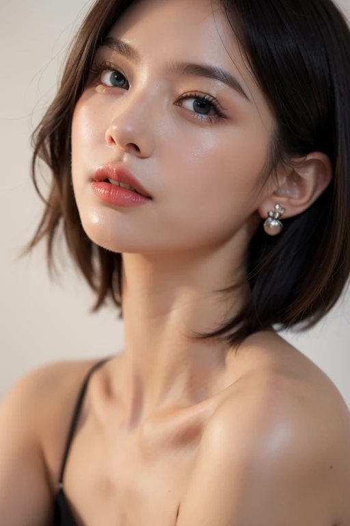 (Photorealistic, 32k, RAW photo, best quality:1.4), (masterpiece:1.3), (ultra high resolution, ultra realistic, highly detailed, golden ratio, ultra detailed), 1 beautiful woman, natural makeup, intricate cloth texture, finely detailed hair texture, beautiful full-body, perfect female form, anatomically accurate, highly detailed face and skin, (elegant hands), (realistic skin), (beautiful pale skin:1.1), (extreme close-up:2.0), (Oversized Breasts), (Wearing blue Slip Dress:1.5),
BREAK,
realistic eyes, captivating detailed eyes, symmetric eyes, light brown eyes, double eyelids, thin eyebrows, (glossy lips:1.4), (kissable expression, blush:1.3),
BREAK,
((short bob cut, dark brown hair, bangs:1.2)), (Late Night, Moonlit night, Castle balcony:1.3)
