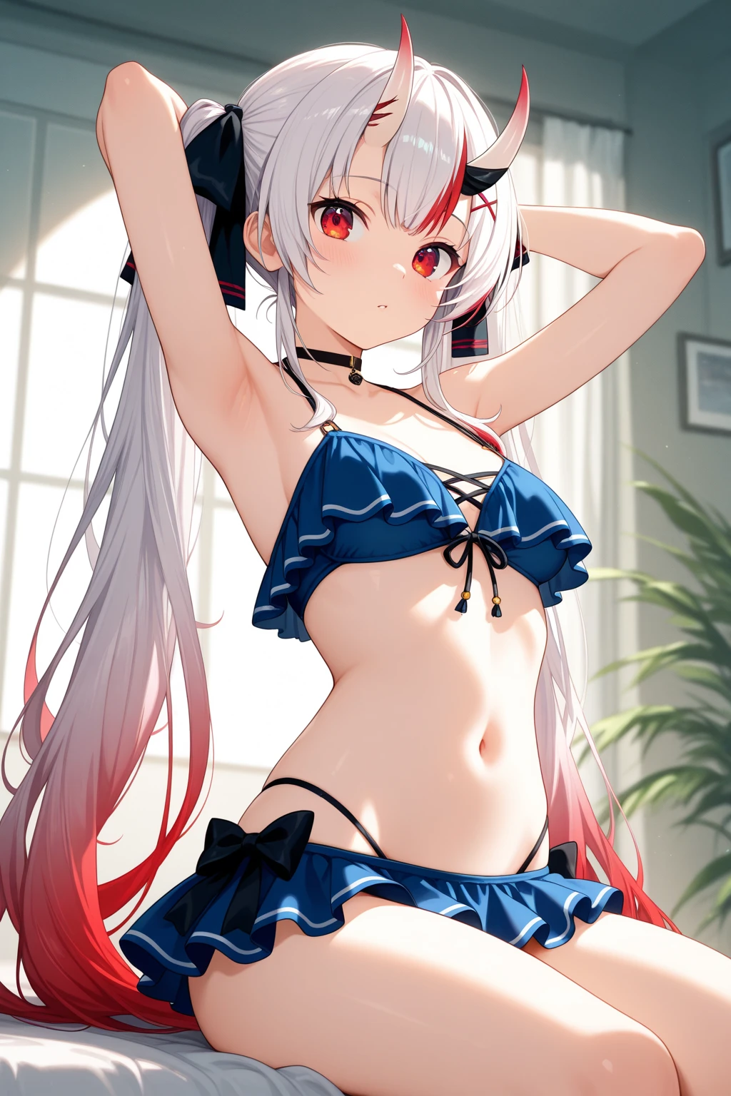 (Incredibly ridiculous absolute resolution:1.5)、Anime girl in glamorous bikini, anime moe art style, Seductive Anime Girl,Anime Loli, 8k Manga Wallpapers,((small curvy loli)),  pretty anime girl,((swimming pools))、(The length of hair to the shoulders)、(short braided hair)、Beautiful anime girl, (Anime Girl), clean detailed anime art
