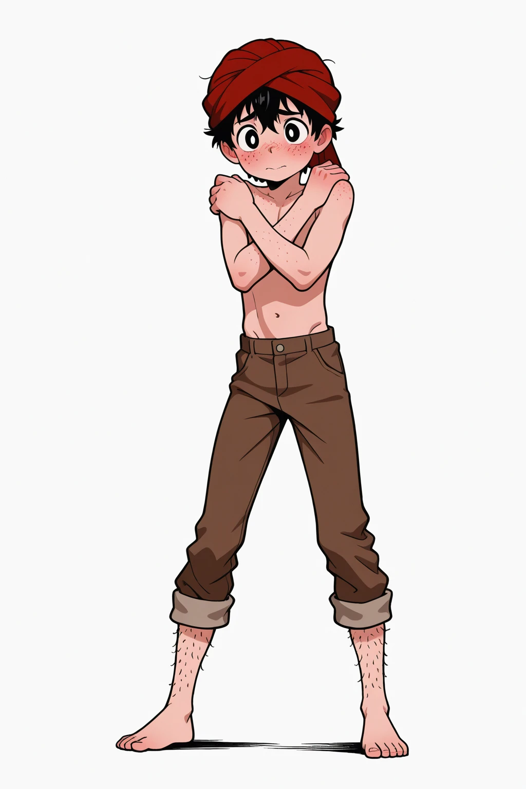 jadechan, short black hair, brown eyes, blue jeans pants, Red sneakers, looking at viewer, shy, masterpiece, full length, happy smiling, flat torso, naked torso, ass