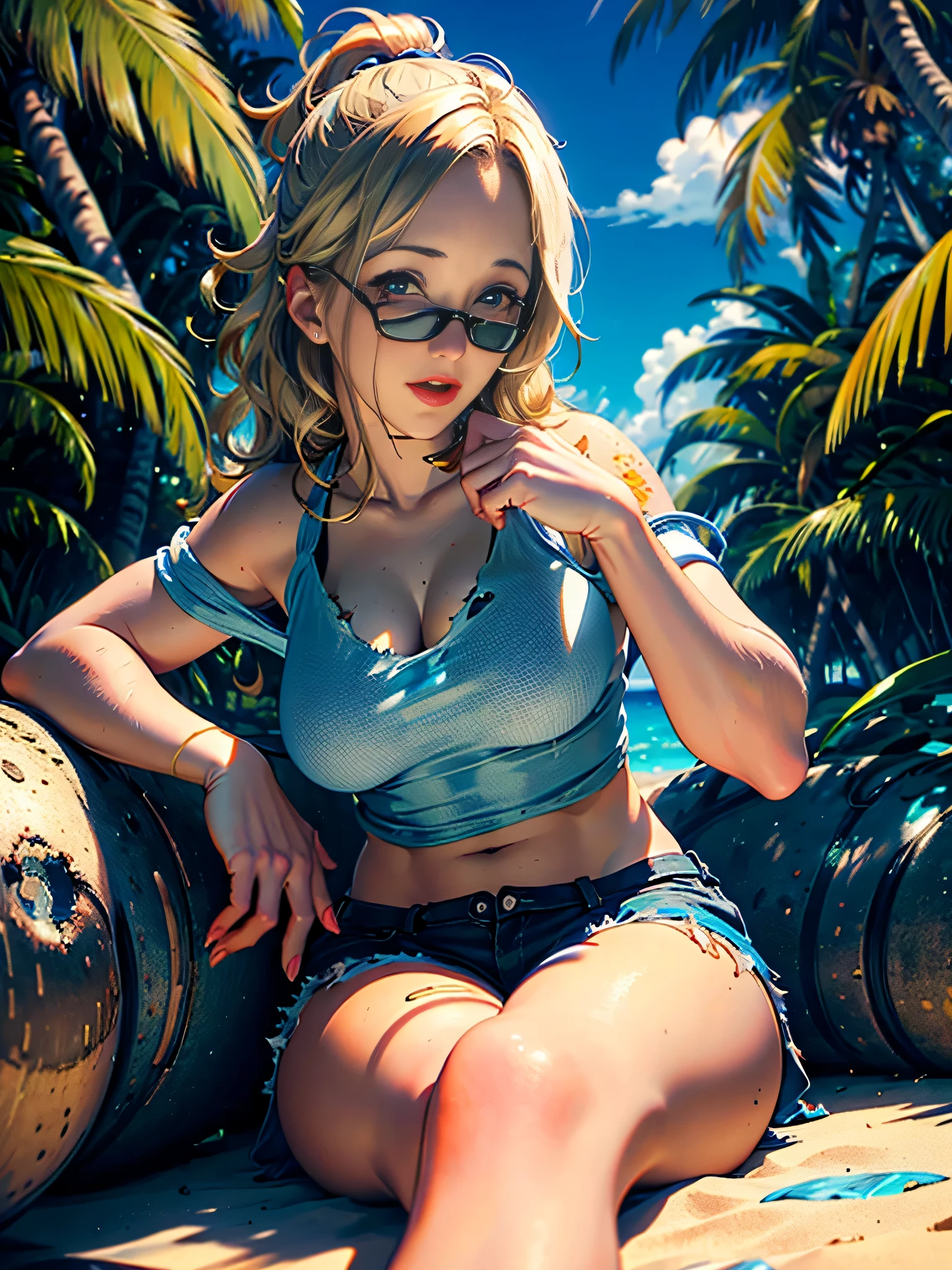 (Very detailed,Highest quality,4K,8K,High resolution,masterpiece:1.2),(Realistic,photoRealistic,photo-Realistic:1.37),Beautiful woman, Chainsaw Power, Cruciform pupil, Long Hair,(((Red Horn))),
Beautifully detailed sweat glands,Smooth skin texture,Carefully drawn,
((Black underwear,Pink off-shoulder sweatshirt,Shorts,White shoes)),(humidity:1.2), Lively expressions, (Beautiful Skin),(Big Breasts),Sticky with sweat,In a dynamic pose,
The World of Chainsaw Man,Outdoor,garden,A place where you can see the fountain