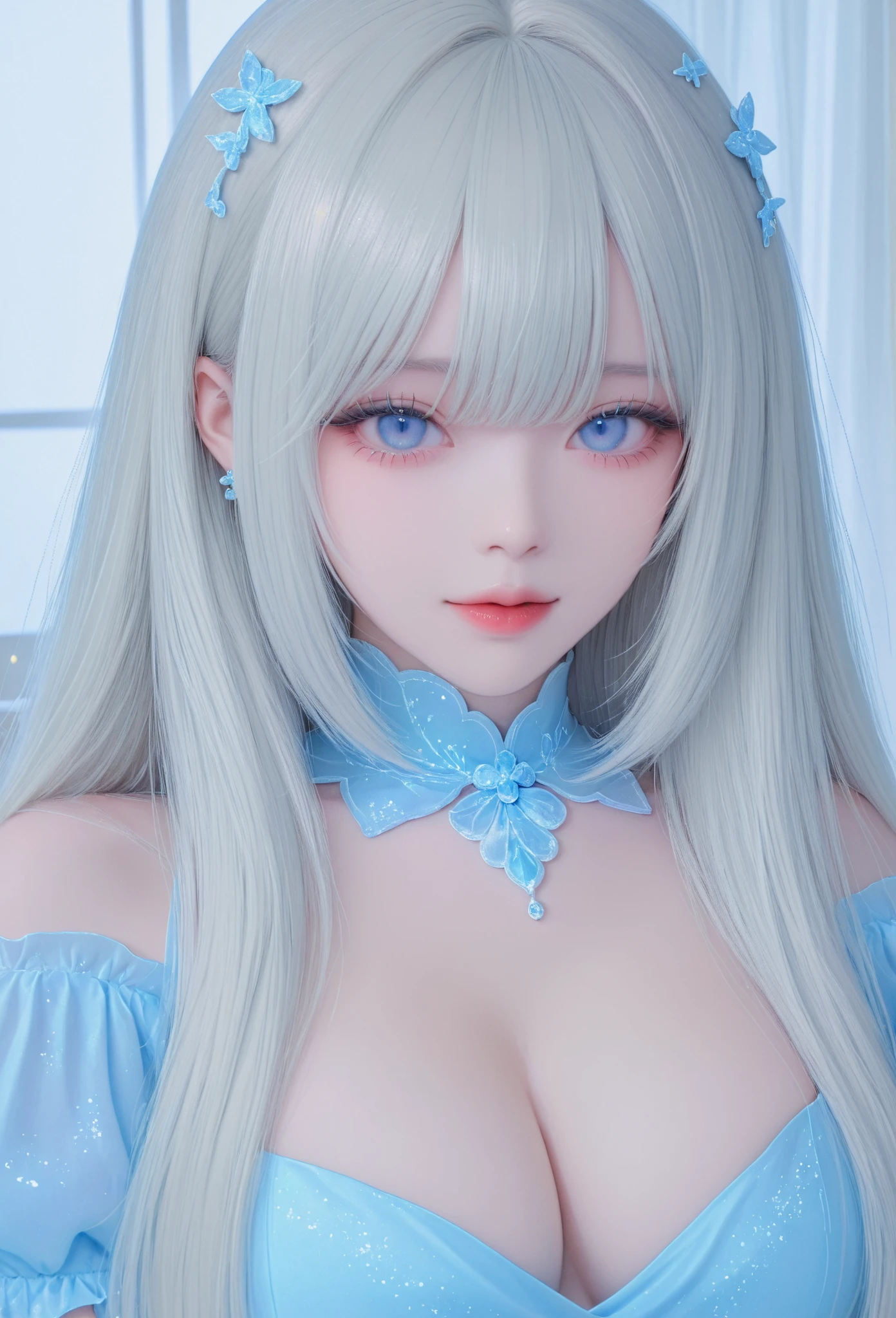 realistic, 1gril, per HD, 12k, beautiful breasts, looking at the camera, sitting on the sofa, long black hair, facial details, detailed person, body details, clothing details, hair details, body details, body details, breast details, vagina details, clothes, eye details, sweat details, water details, pose (knees bent and legs wide apart) whole body