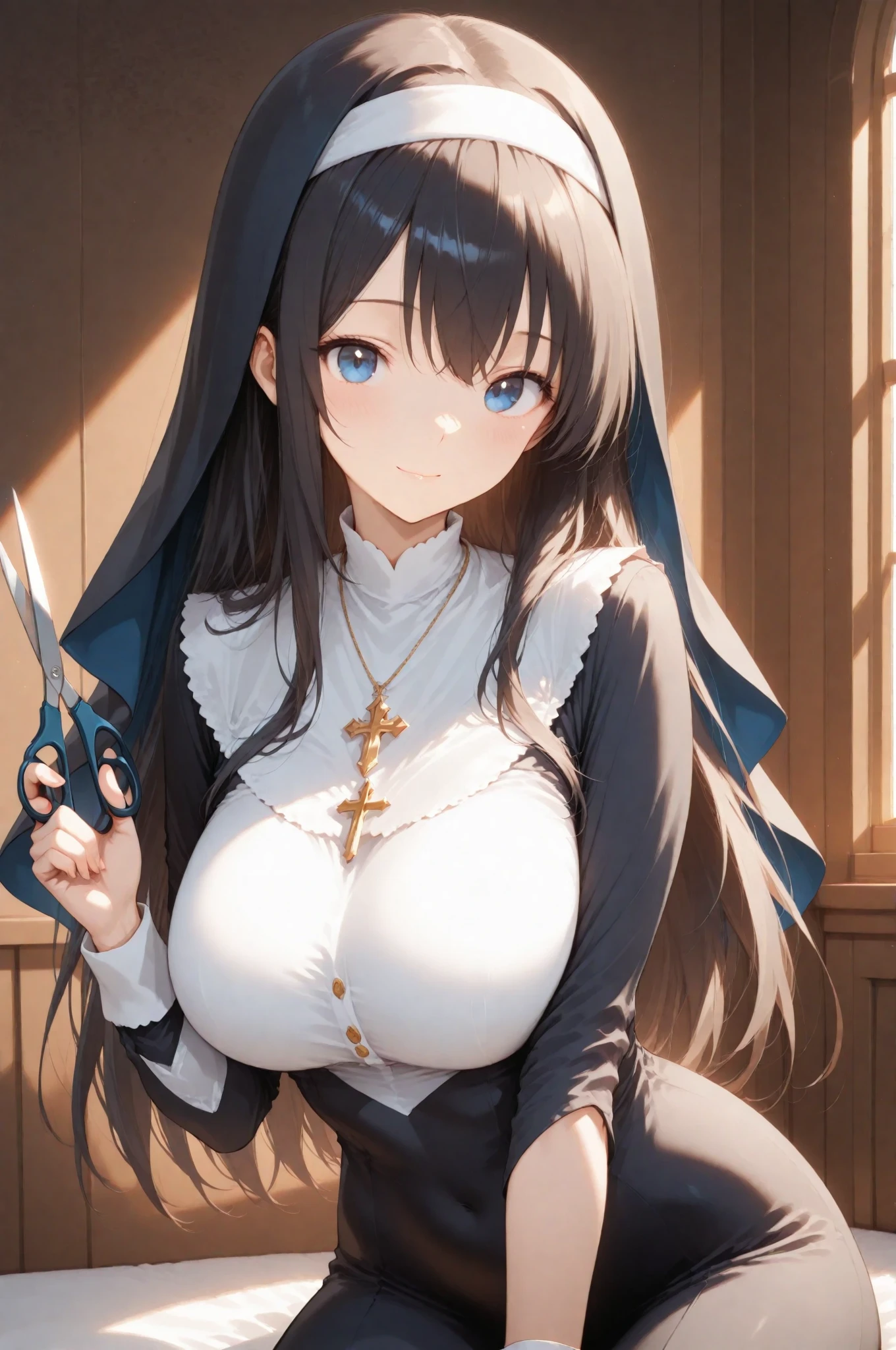 long dark hair / big tits / brown eye / naughty face, rolling_eyes, cross-eyed, ahegao, open mouth, tongue out, best quality, highres, 4K, masterpiece, woman