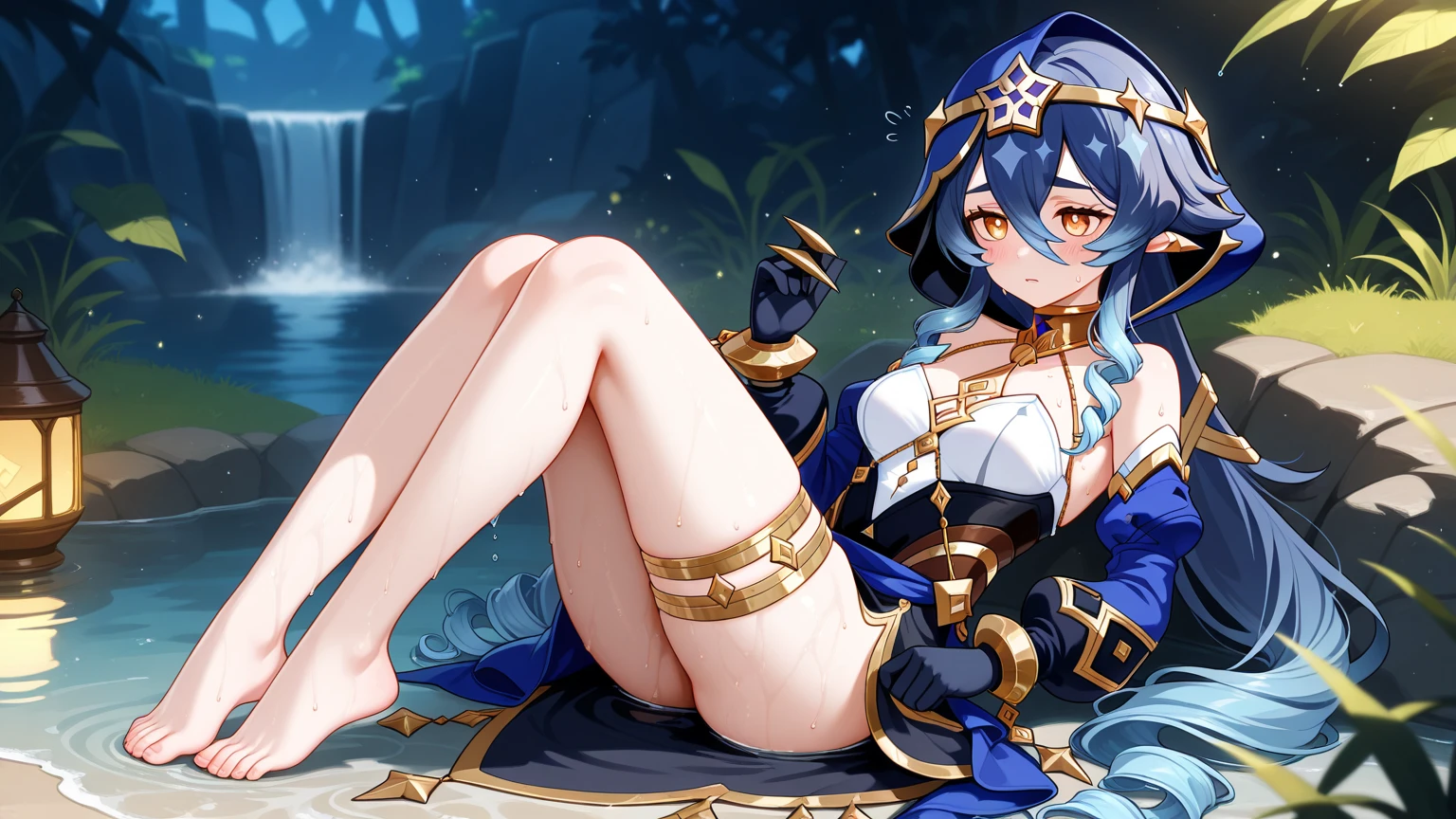 <lora:layla1-000010:0.7>, layladef, smile, blush, short hair, looking at viewer,jungle, fern, ( leaf bikini:1.2), <lora:leaf_bikini-000004:0.8>,full body,fireflies, (night:1.2),wet, falling leaves, <lora:legslyside-000021:1>,, masterpiece, best quality, highly detailed, (8k), (4k), HDR, beautiful detailed girl, beautiful detailed face, beautiful detailed eyes, perfect shadow, masterpiece, best quality, perfect skin, shiny skin, perfect hands, perfect girl,
