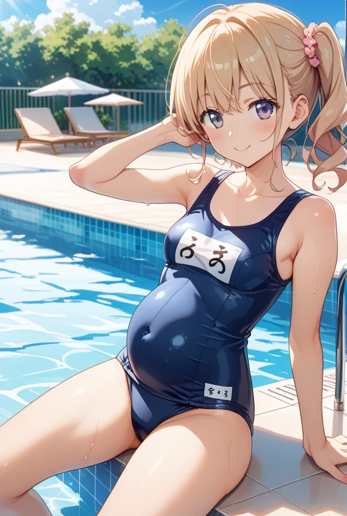 (((Perfect Anatomy, Anatomically correct, Very detailedな肌))), 1 girl, Japanese, middle School girls, Shiny skin,
Beautiful Hair, Beautiful Face, Beautiful fine details, (short hair:1.1, Bobcut:1.2), Light Brown Hair, blue eyes, Baby Face, Mole under the eye,
Beautiful clavicle, Beautiful body, Beautiful breasts, Visible nipples, Small breasts, Small breasts, Flat Chest, Beautiful thighs, Beautiful feet,
((Navy one piece swimsuit, Navy school swimsuit, barefoot)), Captivating thighs, ,
((Ahegao, Embarrassing, Drooling, Open your mouth, Sweaty)), ((Spread your legs)),
(Beautiful views),
8k, highest quality, Masterpiece:1.2, Very detailed), (Realistic), Beautiful illustrations, Natural light, Is urinating, 9 Months Pregnant