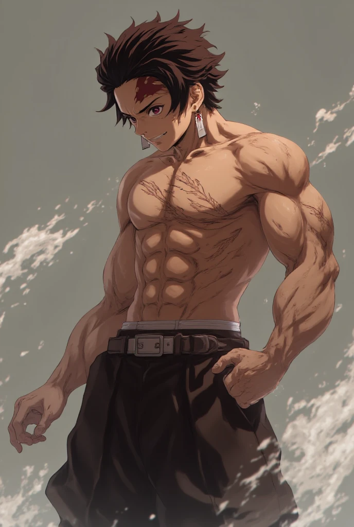 Luffy has black shaggy hair, round black eyes, and a slim muscular build. He is renowned for his trademark straw hat, which was lent to him when he was young by the legendary pirate captain, "Red-Haired" Shanks,[35] who in turn received it from Gol D. Roger.[43] Luffy wears an open, long-sleeved red cardigan with four buttons, with a yellow sash tied around his waist (somewhat reminiscent of Gol D. Roger's outfit). Luffy also has a (scar underneath his left eye), which he earned as a child by stabbing his face to show Shanks that he was tough enough to be a pirate.[44]