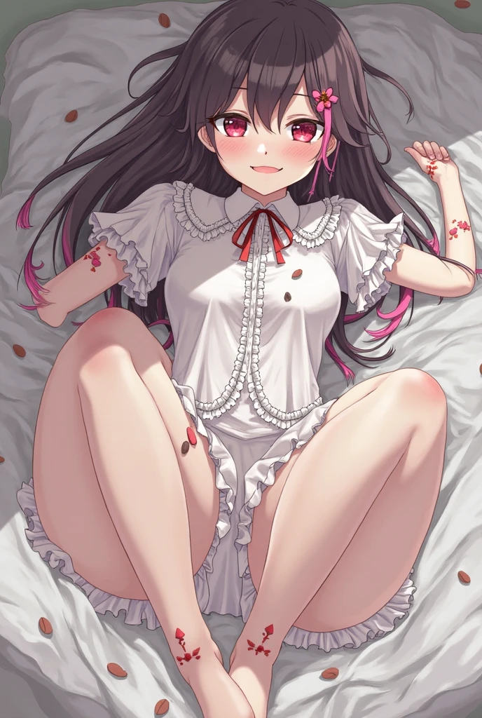 masutepiece, Best Quality,Illustration, Wallpaper, Ultra Detail, Little Face Lori、(((molesting)))、((fear:1.3))、(Teary-eyed:1.5)、(((Cute underwear)))、ample breasts、Cherry-colored nipples、medium-Long hair