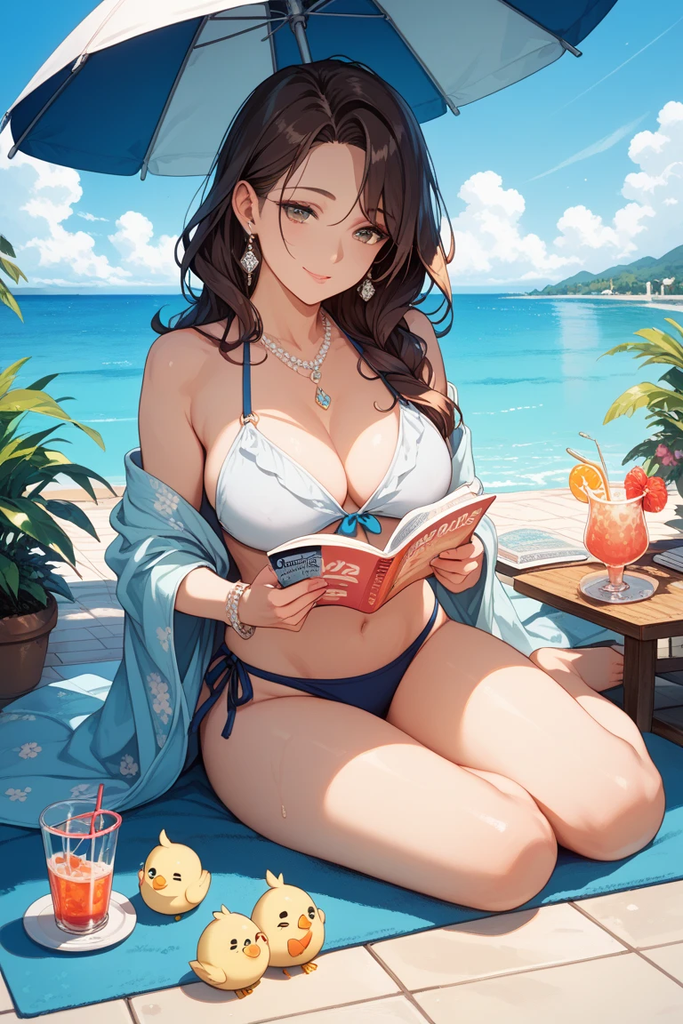 (masterpiece:1.2, Highest quality),(Very detailed),8k,wallpaper,((Pop-up book of a woman in a bikini and the ocean)))