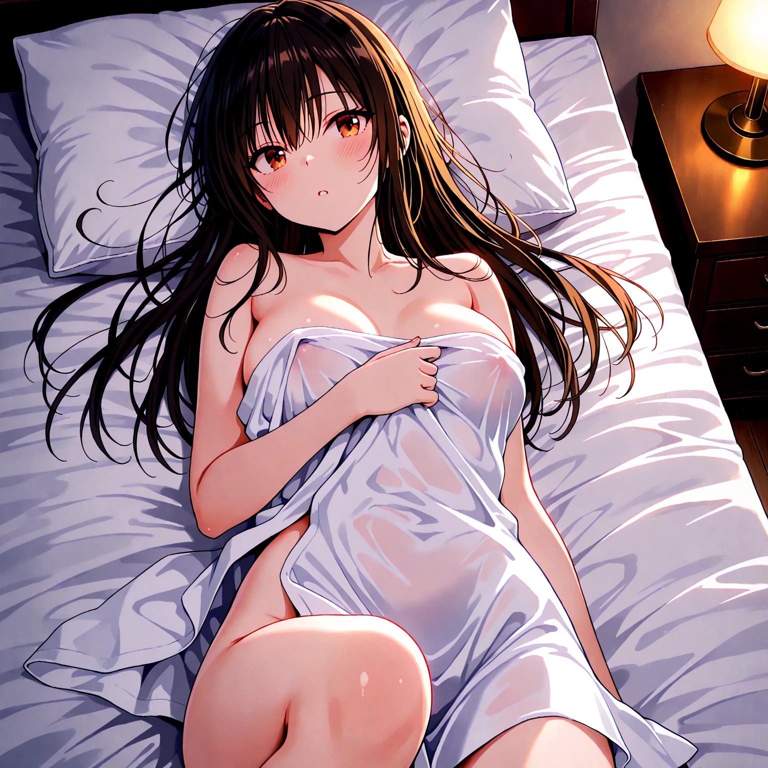 ((top quality, 8K, masterpiece)),(sharp:1.2),(perfect body beauty:2.0),(The most beautiful face),(16 years old),(Japanese),(Perfect high nose),(Perfect big eyes),(Beautiful double eyelids),(Beautiful ears),(blush),(embarrassed:0.9),(smiling:0.8)