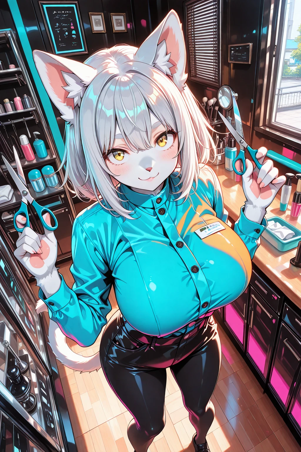 NSFW,masterpiece,Highest quality,High resolution,Super detailed,Shirakami Fubuki\(Hololive\),Gray Hair、One-sided braid、Ahoge、Earrings,Fox ears,Fox tail,nurse,Pink Nurse Uniform,See-through,Nurse cap,Stethoscope,Embarrassed,blush,Expecting face,Bewitching Smile,Sexy look,Hospital at night,Examination room,desk,pc,Chair,(Seduce),Cleavage,examine,Chairに座っている,From the side