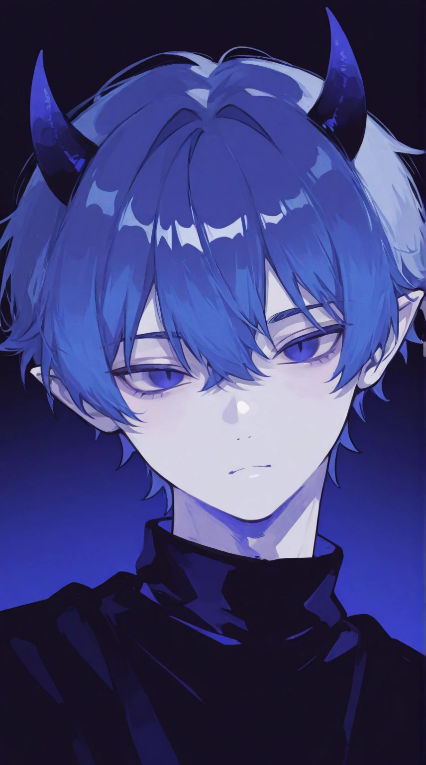 A scary boy with powerful blue eyes, short white shirt, with short pants, sitting in a scary forest with trees with faces and powerful red eyes, (Smoke around in an epic way), ((Best Quality)), cold and scary color palettes. ((No deformities), perfect body, ((panoramic camera view)) 