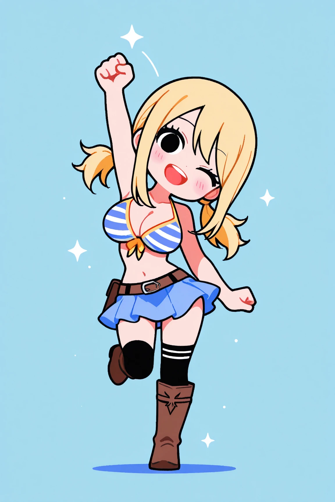 Character Stickers, STICKER, (solid outline:1.3), (NSFW:1.2), A detailed illustration of a vivid Sexy Nami from One Piece kneeling down, Nami with big breasts, see thru white top, nipples see thru, bare breasts, thin acrylic board, Nami character goods, Flat figure, 3D image, Sample images on product page, Acrylic stand and Acrylic base, acrylic panel, acrylic board, cowboy shot, full body portrait, Nami full body portrait , orange long hair, shear bra and mini-skirt type sailor uniform, Smile, summer clothes, Crazy cute, kneeling down, perfect eyes,
