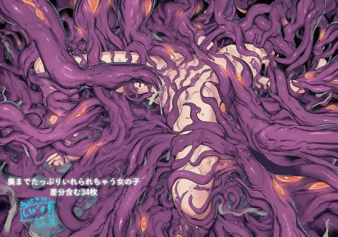 gas_(monstr_Kizi_Encyclopedia), tentacle eyes, 1Kizi, Eyes red, extra eyes, monstr Kizi, one-eyed, colored sclera, yellow sclera, colored fur, Kale, standing alone, laying on back, legs spread open, kitten, âKales, niplles, へそ, gazing at viewer, punctuation_9, punctuation_8_High above, punctuation_7_High above, punctuation_6_High above, punctuation_5_High above, punctuation_4_High above