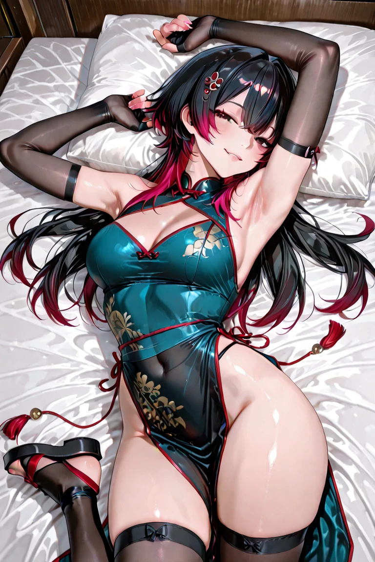 ((super master piece,super fine illustration,best erotic aesthetics,best quality,ultra high res,insanely detailed,Bishojo game CG)),BREAK,(((perfect anatomy,perfect proportion,artstation female body))),BREAK,(detailed beautiful jewely catchlight gradient slant eyes),ligne claire,gleaming skin,BREAK,nsfw,explicit,horny presenting,fall into pleasure,wistful look,orgasm,BREAK,(A sex-loving slut who can't help but want to do obscene things.),BREAK,(cute erotic toddler gal,loli),prostitute,BREAK,small baby face,childish and super cute,((((blush)))),BREAK,peerless super Bishojo,peerless super beautiful girl,super Kawaii,BREAK,low body size,short stature,slender,BREAK,(((((jirai kei))))),BREAK,(black and purple ((streaked hair))),(((((double bun long twintails hair))))),BREAK,((shiny glossy metaric beautiful hair,gradient hair)),BREAK,((small breasts)),((puffy nipples,erectile nipples,long nipples,huge areolas,bare breasts)),BREAK,(((((chinese revealing clothes))))),(satin,See-through,saree:1.4),(sexy gothiclolita ultra micro mini High-Slit dress with black and purple,negligee),BREAK,(lace thigh high knee socks:1.3),zettai ryouiki,garter belt,No panties,BREAK,(legs up,spread my legs:1.2),love hotel,(lying on bed,arms bhind back:1.4),evening,(sweet ?????,show off pussy:1.3),(dripping love juice:1.3)