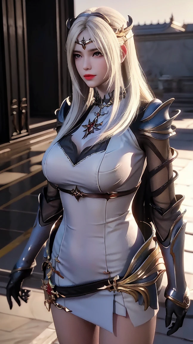 Elania Haywind,Highest image quality,Outstanding details,超高分辨率,(Fidelity:1.4), Favor the details,closeup cleavage,dawn,Snow,winter,Wizard Sword,He has a delicate and beautiful face,((Red and white semi-mechanical body:1.8)),Raised sexy,frontage,Futuristic,mechanically aesthetic,Virtual Engine 5,Perfect detail rendering,rendering by octane,hyper HD