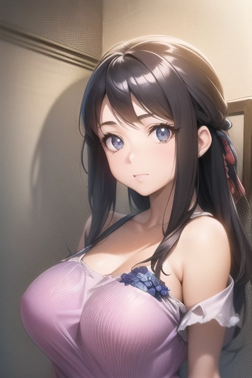 masterpiece, best quality, ultra detailed, 1girl, dark skin, tube top, street, large breasts, naughty face, 