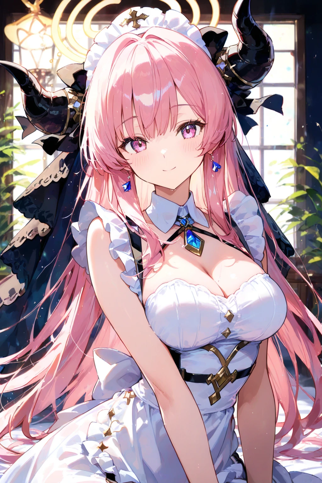 (masterpiece:1.2), best quality,pixiv, soft,
1girl, breasts, solo, long hair, cleavage, looking at viewer, red eyes, white background, upper body, simple background, pink hair, hair between eyes, medium breasts, blush, open mouth, bangs, jewelry, detached collar, :o, brooch
<lora:soft_20230707135603-000018:1>