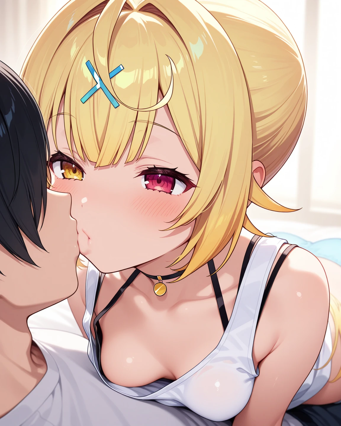 score_9, score_8_up, source_realistic, source_anime, 2boys, 1girl, cooperative fellatio, aether genshin impact, lumine genshin impact, aether and lumine, gay, gigantic penis, enormous penis, ikuchan