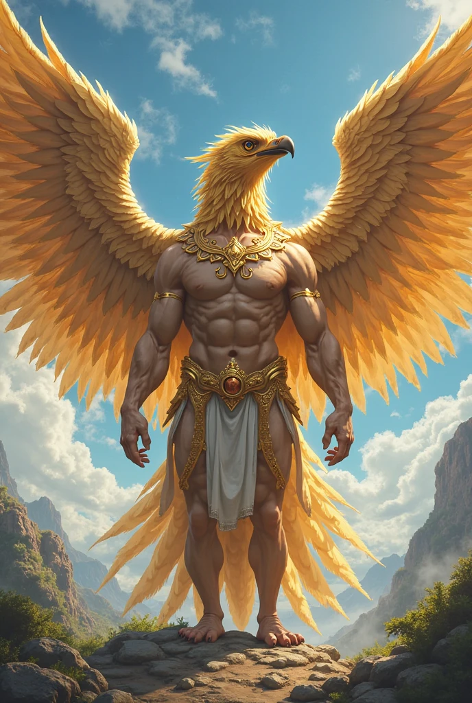 Penas marrons, Penas de ouro, Asas de Anjo, asas emplumadas, aquila, corpo emplumado, corpo muscular, avian, bad guy, Looking at the Viewer, Apresentando , NSFW, Anthropomorphic hairy, aquila, Big , Erection, bolas, testicles,
