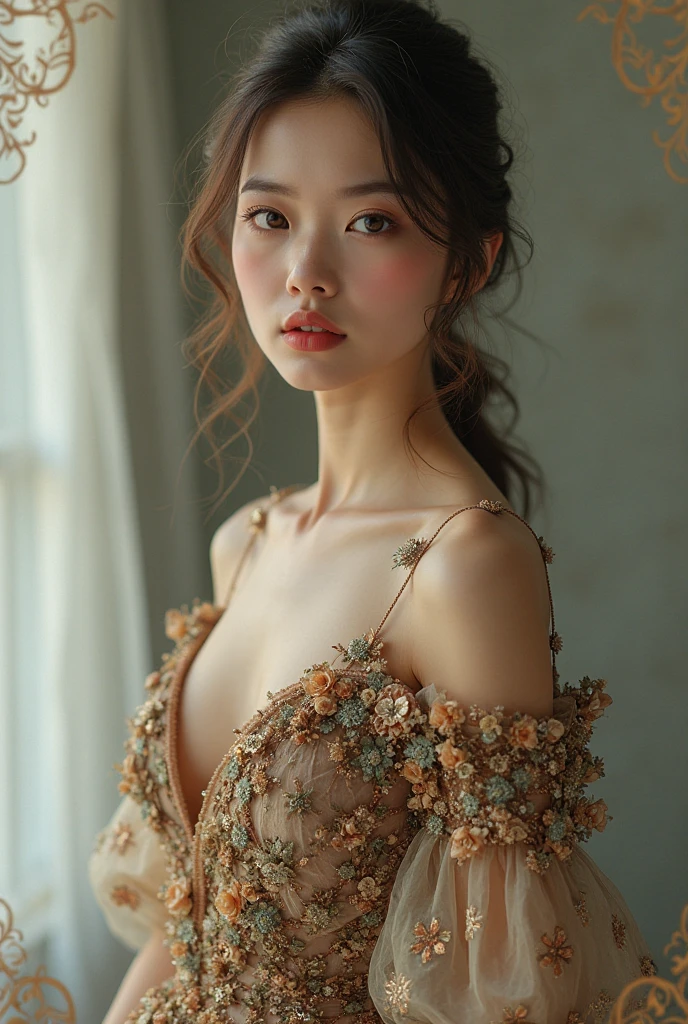 1girl, shirt in dress, (cinematic, teal and orange:0.85), (muted colors, dim colors, soothing tones:1.3), low saturation, (hyper detailed:1.2), (noir:0.4), (intricate details:1.12), hdr, (intricate details, hyper detailed:1.15), (skin texture, hyperrealism, soft light, sharp:1.2)Princess woman, Blue, Pastel, glitter, dramatic, dreamy, pastel, Watercolor, Whimsical, Delicate, ornate gold seashell crown, perfect body, full body, dreamy, pastel, Watercolor,epic realistic, photo, sharp focus, documentary film footage, high resolution photography, texture skin pores, real person, detailed skin texture, cinematic movie image, upper body shot, movie grain, cinematography, intricately detailed, crafted, meticulous, magnificent, maximum details, extremely hyper aesthetic,(Vivid Colors:1.3)