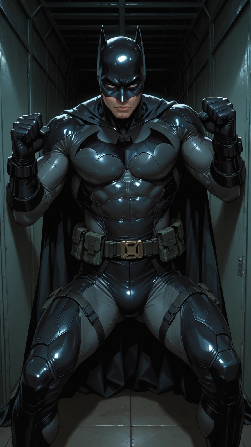 Batman wearing underwear in an erotic pose,