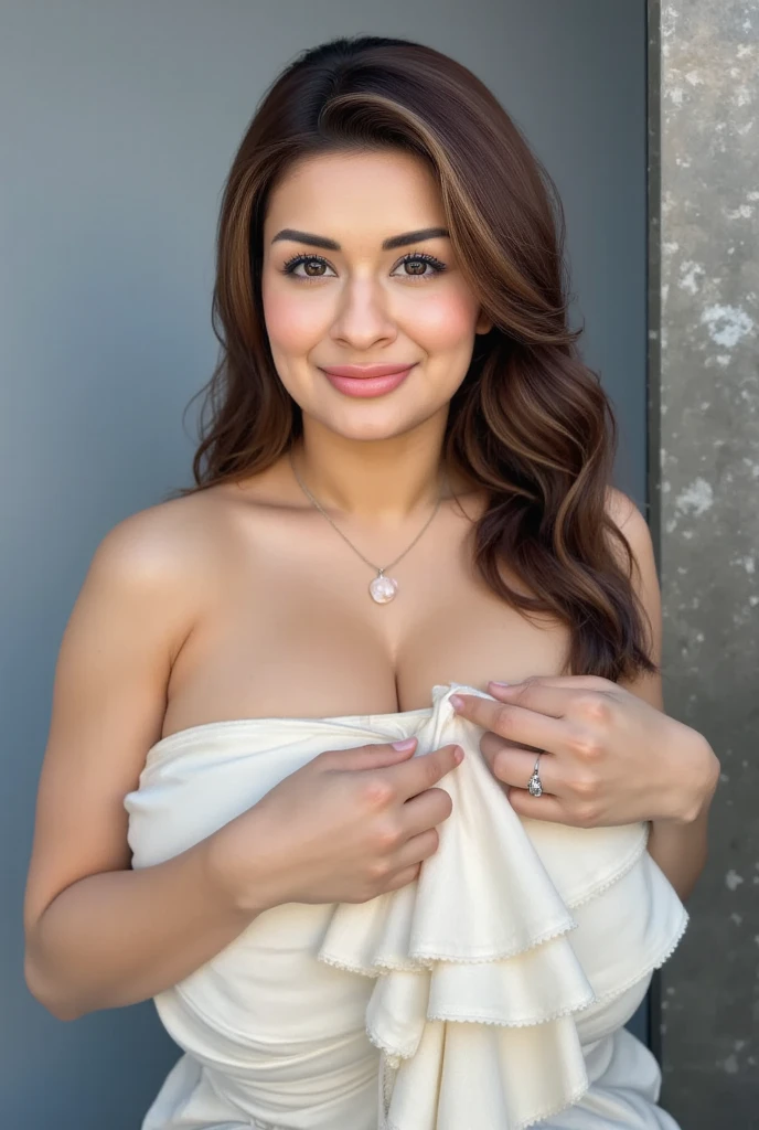 Female body, nsfw, gigantic breasts, plump, (nude, sexy), beautiful skin, ((topless, shirtless)), ((breasts out)), transparent, transparent clothes, transparent attire