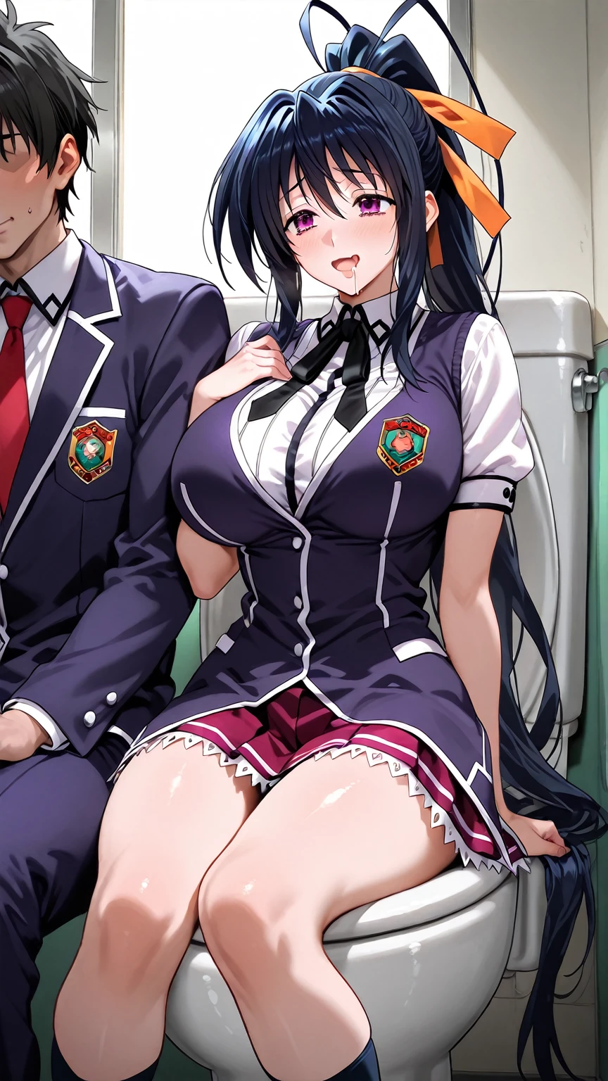 this is a anime ?????? illustration picture of a ????? woman , 1girl, ???????, ???????, pantyhose, classroom, black hair, long hair, standing, panties, green jacket, school desk, ?????????, ????????????, looking at viewer, ?????, ??????? female, off jacket, ?????????????, open jacket, indoors, panties under pantyhose, black panties, , collarbone, off shoulder, red eyes, long sleeves, thighband pantyhose, classroom, closed mouth, black pantyhose,shiny skin,photorealistic, mayumi saegusa, black hair, long hair, wavy hair, ribbon, red eyes, medium ??????, , dress, white dress, collared dress, pencil dress, light green jacket, cropped jacket, open jacket, long sleeves, brazer, necktie, black necktie, armpits, ???????????, arm behind head, ?????, ???????, 1 boy, ??? , standing ???, ??? ???????????, naughty face, ??????? face, ????? girl, pread legs, legs up, ???? shoulders, grab her ???????, open mouth, saliva, hetero, licking her armpits, ??? in ?????