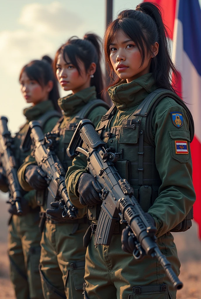 (Photorealistic), Beautiful lighting, Best Quality, Realistic, Full body portrait, real picture, Intricate details, depth of fields, 2 lesbian girls hugging and passionately kissing with tongues in mouths hand on chest and hand on ass hands between legs on crotch in, On a warm day, Very muscular soldier girls with a haircut, Fatigue of the army wearing army utility uniform, , highly detailed, Perfect face, Blue eyes, Lips, wide hips, Small waist, tall, make up, Tactic, FUJI XT3, in barracks, bright light, Beautiful lighting, Raw photo, 8K UHD, Film grain, ((Bokeh))