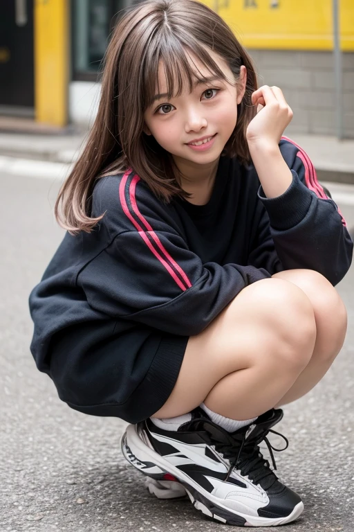 (((Japanese)))(10 year old girl) ((((10 year old girlが一人、solo)))) whole body写真 Full Shot Short Hair A low ponytail whole body Thighs (share) (Dark, tanned skin) Winter clothes Casual long hoodie Micro Mini Skirt cute (smile) Fitting room in a clothing store Shot from between the legs Spread your legs shareを開く Through the gap(Panties)I can see