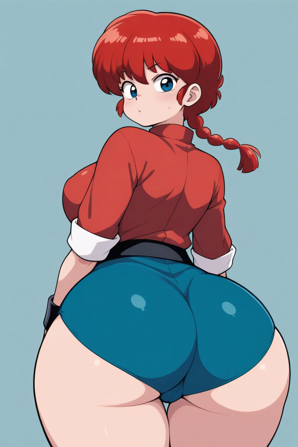 (NSFW, lewd:1.4), (masterpiece:1.4), (best quality:1.4), (ultra-detailed:1.2), (an extremely delicate and beautiful:1.2), (perfect eyes:1.4), (perfect face:1.4), curvy, (ass focus, looking back, stick out ass,  standing, spread legs wide:1.8),  (excessive pussy juice dripping down between legs to ground:1.4), (ecstasy:1.6), (slut:1.4), (vulgarity:1.4), (fucked silly:1.5), (trembling:1.4), wince, (public indecency:1.4),(1 girl, solo:1.6), (femaleranma, braided ponytail:1.5),