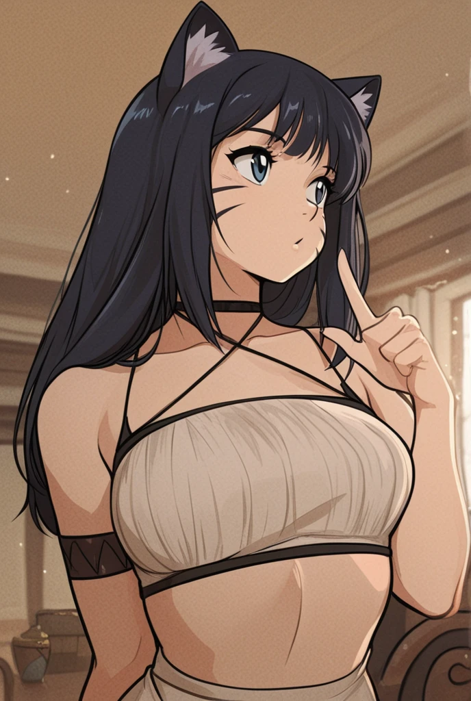 Hinata Hyûga mesure environ 160 centimètres. yeux nacrés ,ses cheveux noirs Raides , coupe avec frange, qui atteignent la longueur de ses épaules. teint pâle , lingerie sexy