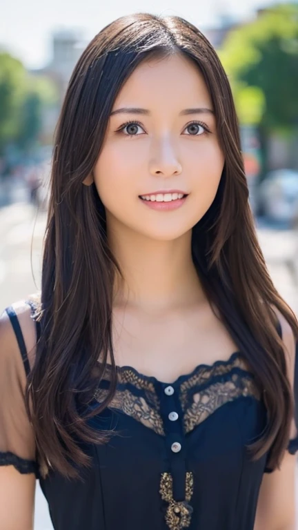 A bit of a strong-willed girl, Smooth Long Hair, Brown Hair, 24-years-old, thin, Curly Smile, debtirst-person view, lens debtlare, debt/1.8, 135mm, Canon, UHigh resolution, retina, masterpiece, Accurate, Anatomically correct, Textured skin, Super detailed, Attention to detail, high quality, 最high quality, High resolution, Super long hair, Brown Hair, Smooth and straight hair, 23 years old, Big Breasts, thin, 1080P, High resolution, 4K, 8K