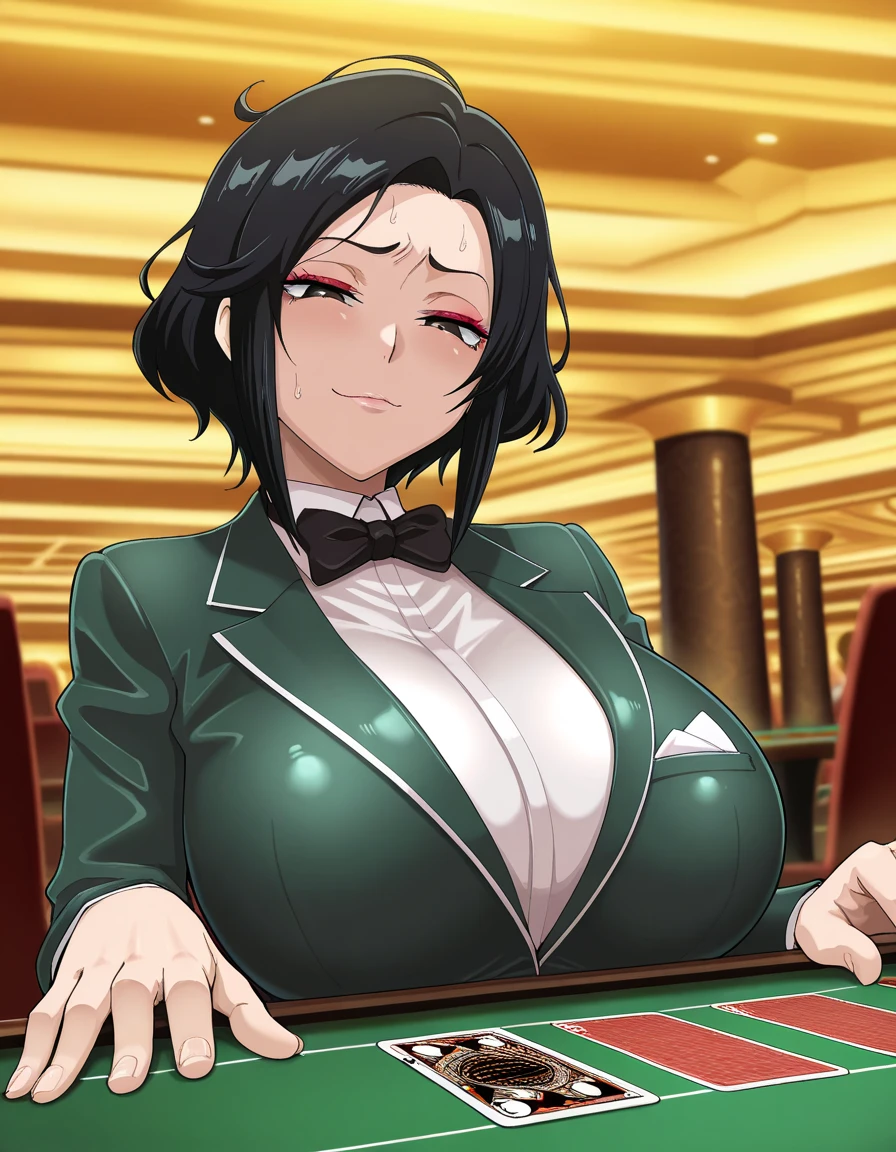 One Woman、casino、大規模なcasino場、dealer、女dealer、Lewd leg spread、Large crowd、beautiful girl, Highest quality, Black Pantyhose、Black vest、casinodealer、Tight Skirt、panties under pantyhose、poker、Sit with your legs apart、Thick thighs、Big 、Big Ass、Short Hair、Sweaty body、Angle from directly below、Sweaty crotch、Sit at the table、Orgasmic face、Dirty sound effects、Ecstasy in a flashy way、目の前にLarge crowd、casinoのルーレット、casinoのスロット、Jackpot、Rubbing playing cards against one's crotch、masturbation、Touching the groin、Nipples sucked by two people