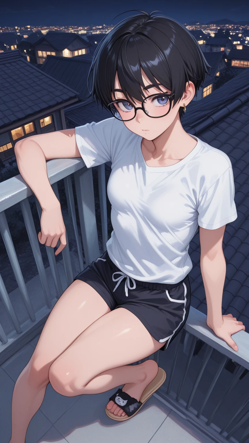 (glasses:1.15),(masterpiece,best quality, high resolution,8k, ultra-detailed:1.3), (detailed face,detailed eyes:1.4),(detailed face in 8K, perfectly sculpted face, beautifully detailed eyes:1.2), (perfectly sculpted body:1.4),(blush:1.3),(abs,muscle:1.4),(sweat,fog,steam:1.4),(nude:1.4),(small bust:1.3),(big nipple:1.3),(pubic hair:1.3),(pussy:1.2),(creampie:1.2),(small breast:1.6),(sitting position:1.4),(spread legs:1.4),(NSFW:1.2),(pussy juice,love juice:1.4),(many sweat:1.4),(boyish:1.3),thick eyebrow,(blue short hair:1.4),(15yo:1.3),(running shoes:1.2),(outdoor,Track and Field:1.3)