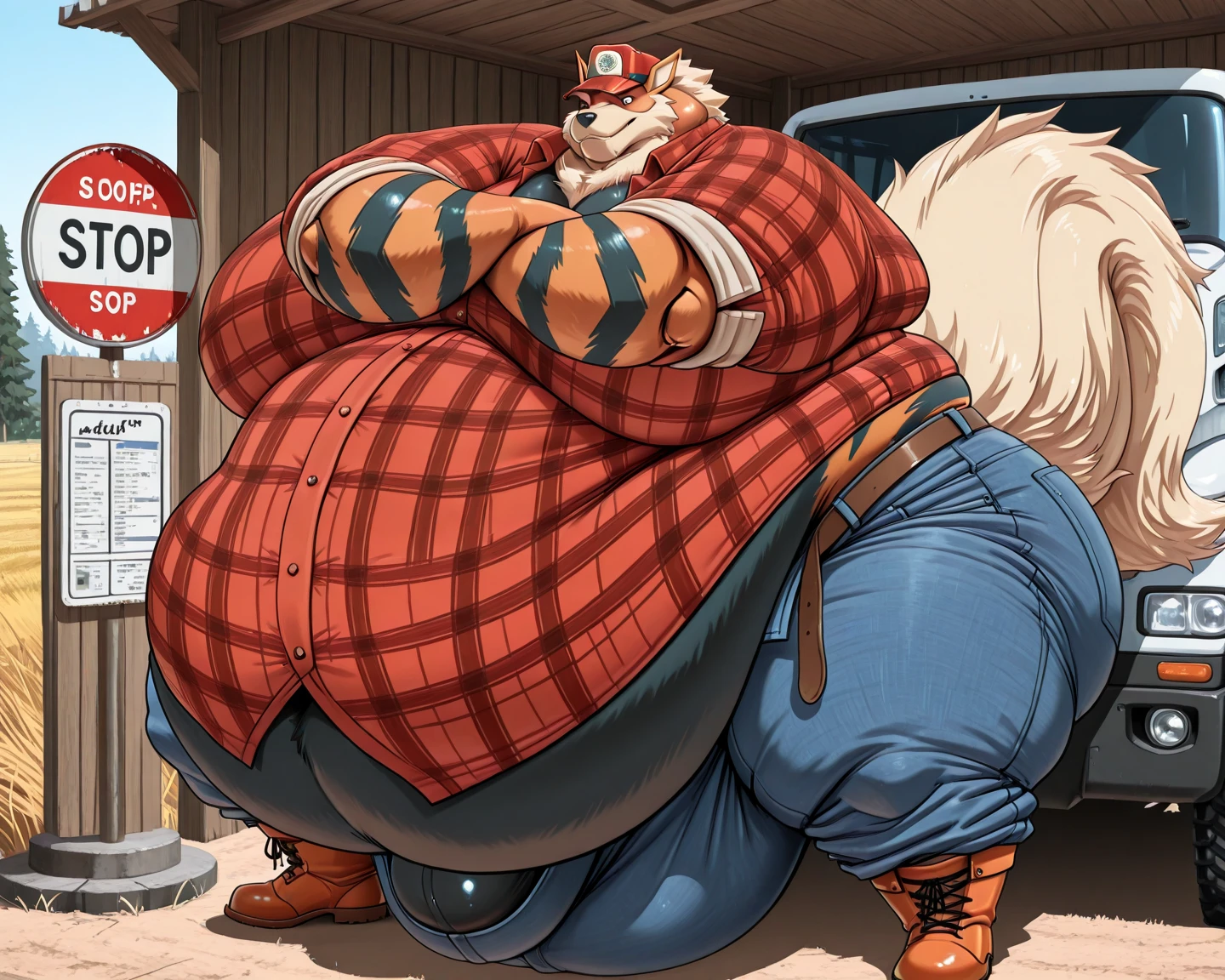 4k ultra quality, 4k half body view,ultra high detailed body,feral (arcanine),wide body,charming body,chubby body,chubby face,shiny fur, big belly, (round belly), hyper belly, enormous belly, enormous body,by mystikfox61, by glitter trap boy, by bebebebebe,by morethreedee, by seibear,(thick thigh),(chubby thigh),thicc thigh,thick legs,chubby legs,thicc legs,enomorous thigh,massive thigh,massive legs,(detailed thigh),(wide thigh),thick butt,sharp nails,(detailed face),bloated belly,enomorous thigh,detailed paws,thick paws,chubby paws,(loose shirt),feral legs,(loose shorts),tight bulge
,in a city,(macro),ultra bigger penis,thick penis,long penis,(detailed bulge),kneeling among crowd,((hyper penis, hyper balls, huge penis, huge balls, huge chode)),(embarrassed face),side view