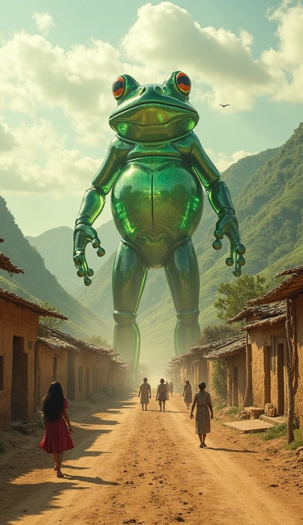 ALIEN playing with kids in old indian village