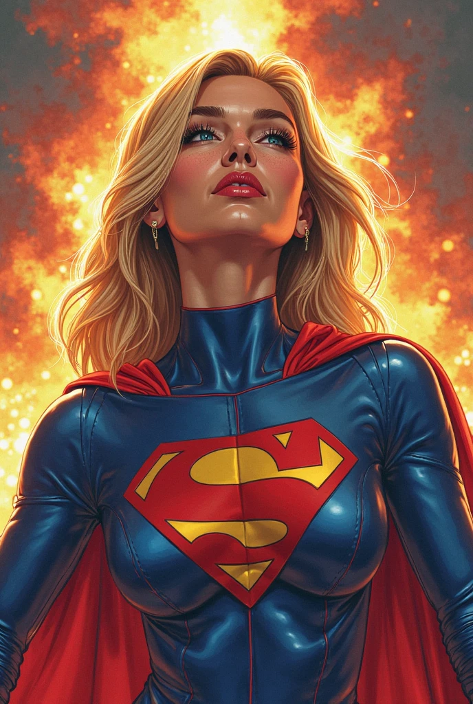 Epic realistic image depicting 1996 blonde beauty Supergirl with shoulder-length blonde hair wearing her iconic costume with red 'S' on a yellow diamond and blue skirt. Large breasts, full figure, perfect female figure. Supergirl lies on the ground, moaning in pain, as villains place pieces of glowing green kryptonite, the only substance which can hurt her, around her. She writhes helplessly in agony as one villain places a chunk of kryptonite on her body! Show the villains' hands and cruel mocking laughter as Supergirl's body bucks and heaves before them. Well lit. Side-on view.
