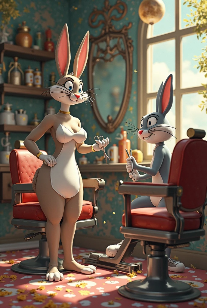 2 girls, judy hopps, young, changing room, , surprised, embarrassed, blush, black bra, crotchless panties, stockings, garter belt,