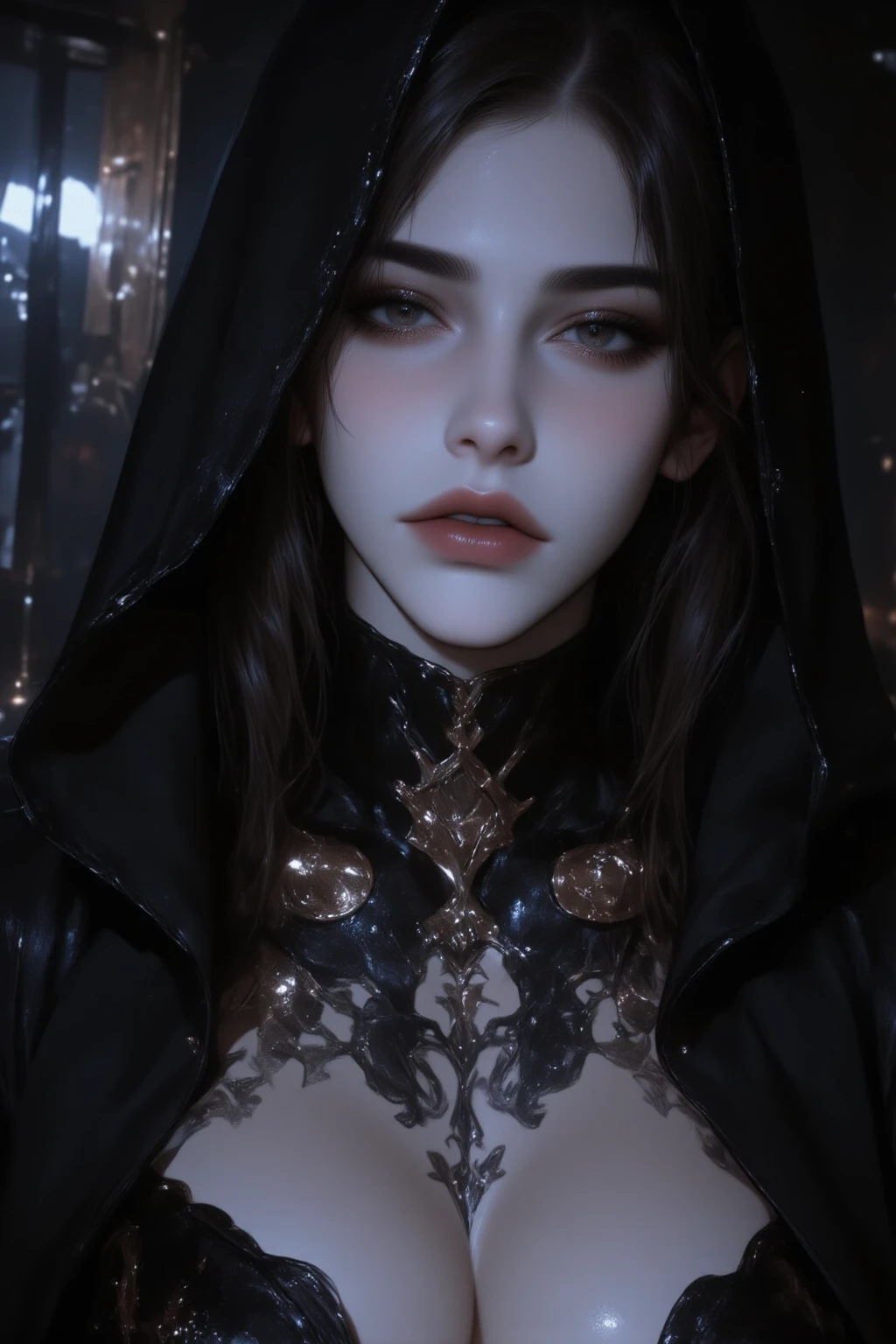Chloe Grace Moretz, veil latex bride sexy clothes, character portrait, 4 9 9 0 s, long hair, intricate, elegant, highly detailed, digital painting, artstation, concept art, smooth, sharp focus, illustration, art by wlop, charlie bowater and alexandra fomina, no water marks