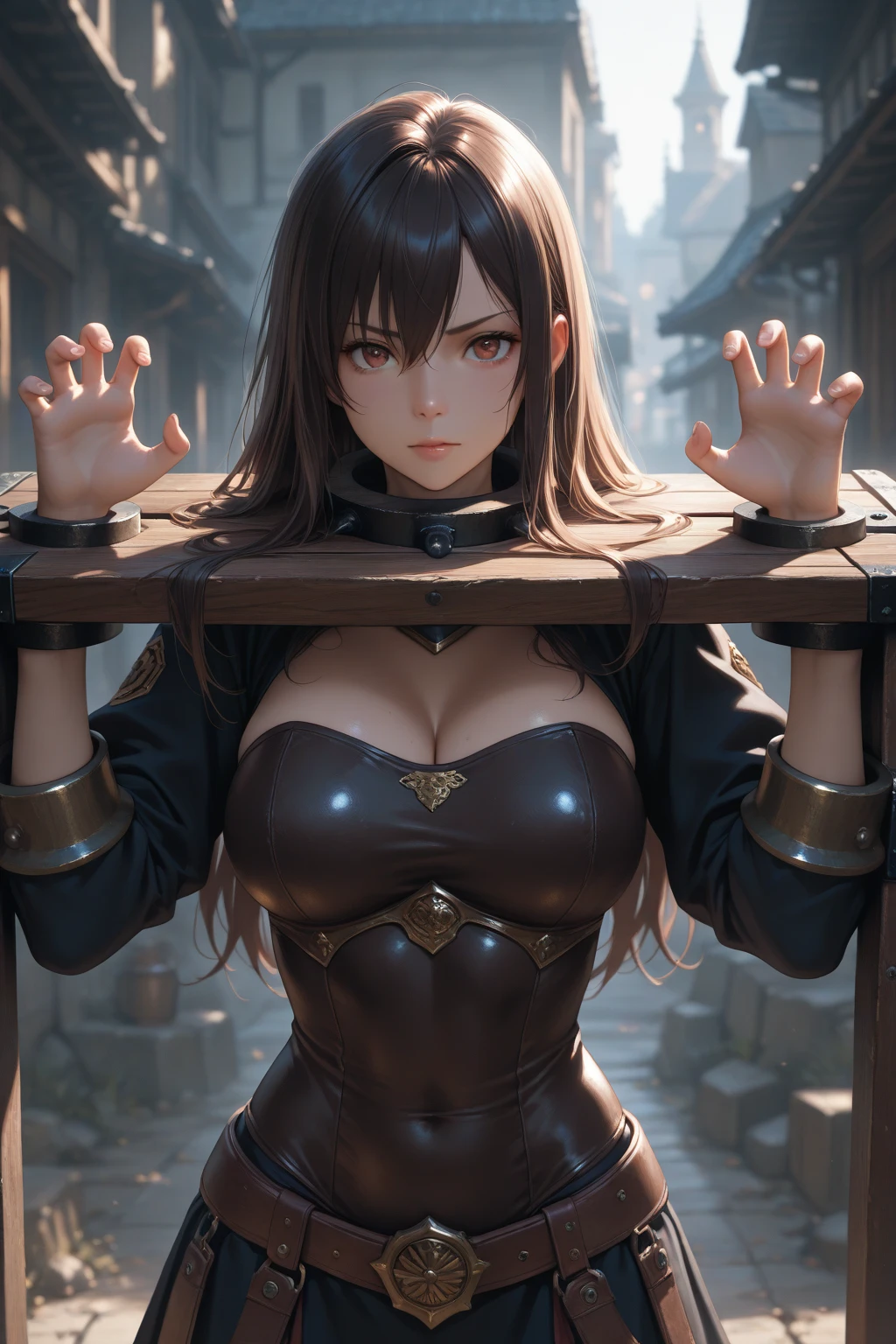 (best quality,4k,8k,highres,masterpiece:1.2),ultra-detailed,(realistic,photorealistic,photo-realistic:1.37),HDR,UHD,studio lighting,ultra-fine painting,sharp focus,physically-based rendering,extreme detail description,professional,vivid colors,bokeh,portraits
A beautiful woman stands in the center of the picture, her hands tied behind her back with a rope. She is bound and gagged, with a red gag covering her mouth, preventing her from speaking. Her face shows a mixture of fear and determination.
The woman is wearing a sheer skirt that gently flows around her legs, adding an ethereal quality to the image. The skirt is made of a translucent gr3ysh33r material, which adds a touch of mystery and sensuality to the scene.
The picture showcases the best quality and attention to detail, with every intricate aspect of the woman's face and attire beautifully rendered. The colors are vivid and lifelike, with the HDR effects enhancing the overall realism of the image.
The lighting in the picture is carefully crafted to create dramatic shadows and highlights, accentuating the contours of the woman's face and body. The studio lighting setup adds depth and dimension to the scene, giving it a professional and polished look.
The portrait style of the image focuses on capturing the essence and emotions of the woman, conveying her vulnerability, strength, and perhaps a hint of defiance. The sharp focus brings out the fine details, such as the strands of her hair and the delicate features of her face.
Overall, this artwork is a masterpiece that combines beauty, sensuality, and a touch of mystery. It is a high-resolution depiction that showcases the talent and skill of the artist, creating an ultra-detailed and visually stunning image.
Note: Please remember that the generated Stable Diffusion prompt does not include any explanations or translations. The prompt should only consist of English tags describing the artwork in detail.