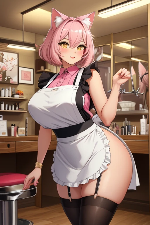((nsfw, nude,show off nipple,highest quality,aroused,beautiful busty,beautiful eyes,beautiful face,detailed eyes,beautiful pussy,side-tie panties, huge breasts,masterpiece, High resolution,best quality, masterpiece, high quality, insanely detailed, one girl,)), ((ichika nakano,Steampunk Maid,)), one-piece , breasts, pantyhose, blush, smile, standing
